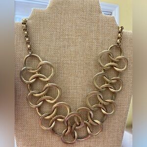 Stella & Dot Interlocking Chunky Gold Tone Brutalist‎ Vintage Runway Necklace